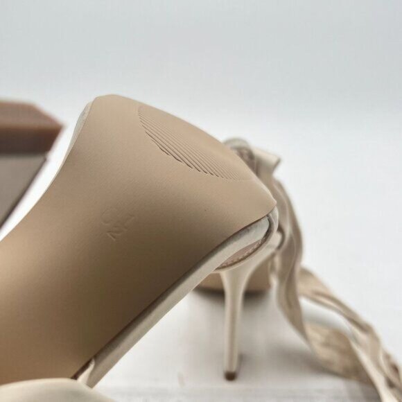 Milooey White Open Toe Strappy Sandal Lace Up Block High Heels Ankle Strap Shoes - Picture 6 of 8